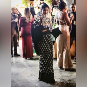 Elegant Black Backless Gown Retrofete Adriana Dress Cutout Size Medium